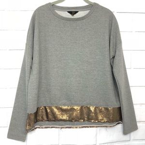 Jack Gray Gold Sequins Sparkly Long Sleeve Sweater